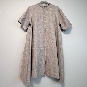 Bryn Walker Lagenlook linen shirt dress size XS short sleeve tunic duster